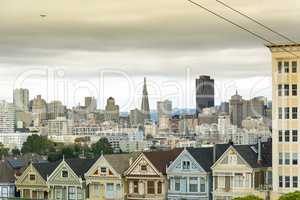 Painted Ladies with downtown in the background