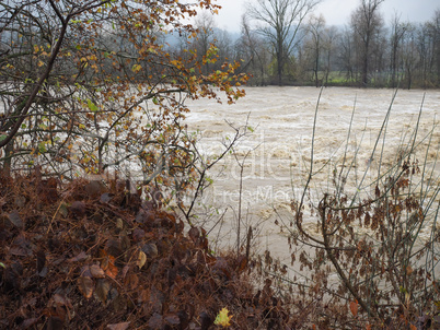 River Po flood in Turin