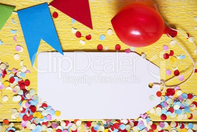 Party Label, Red Balloon, Copy Space