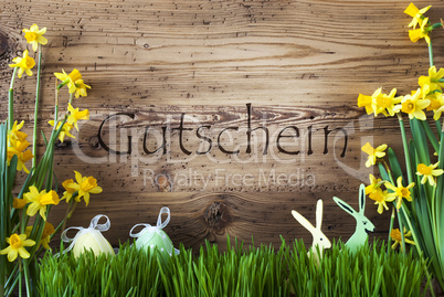 Easter Decoration, Gras, Gutschein Means Voucher