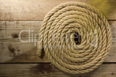 Hempen rope coiled