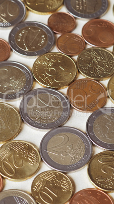 Many Euro coins - vertical