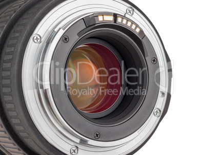 Lens of modern digital camera, rear view of lens