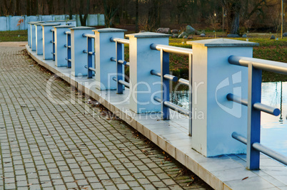 blue concrete fence