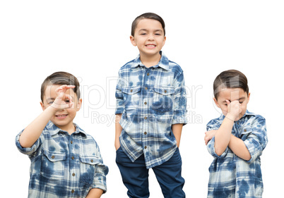 Cute Mixed Race Boy Portrait Variety on White