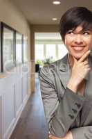 Curious Mixed Race Woman Inside Hallway of House