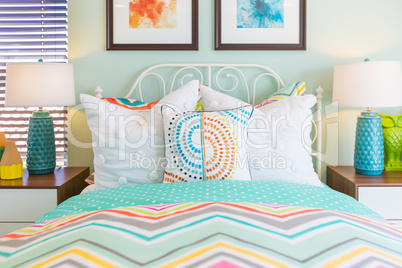 Vibrant Colored Interior Bedroom of House