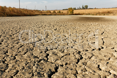 Arid and dried soil of pond bottom