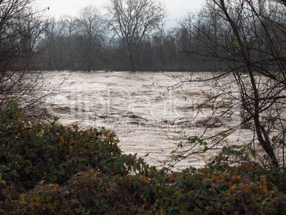 River Po flood in Turin