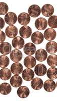 Dollar coins 1 cent wheat penny cent - vertical