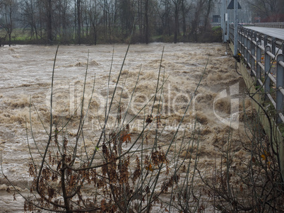 River Po flood in Turin