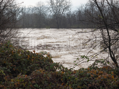 River Po flood in Turin