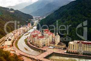 Comfortable resort in the mountains. The view from the top.