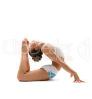 Woman gymnast isolated  on white background