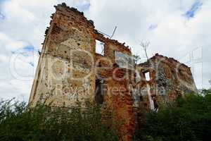 Ruined house in Open air museum of the Croatian War of Independence (1991-1995) in Karlovac, Croatia