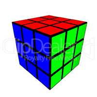 Cube toy puzzle, square 3d illustration isolated on white