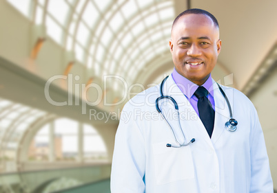 African American Male Doctor Inside Hospital Office