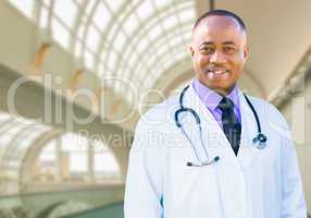 African American Male Doctor Inside Hospital Office