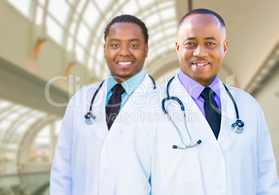 Two African American Male Doctors Inside Hospital Office
