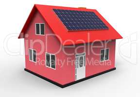 House with solar panel, 3d rendering