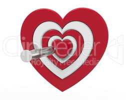 Heart shaped target and syringe, 3d rendering