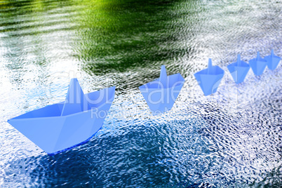 Paper ships on the water, 3d illustration