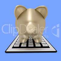 Calculator with piggy bank, 3d illustration