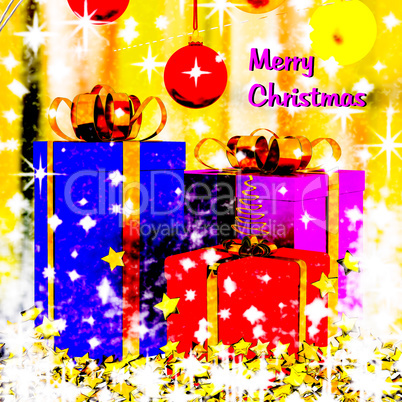 Christmas motive with parcels and glass balls, 3d illustration