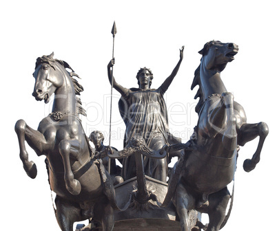 Boadicea monument in London isolated over white