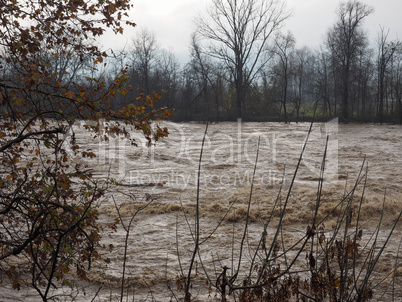 River Po flood in Turin