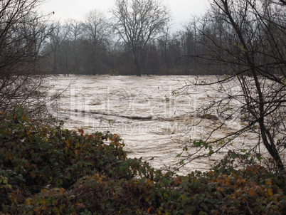 River Po flood in Turin