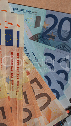 Fifty and Twenty Euro notes - vertical