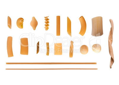 Traditional Italian pasta isolated over white