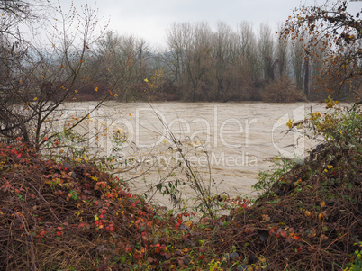 River Po flood in Turin