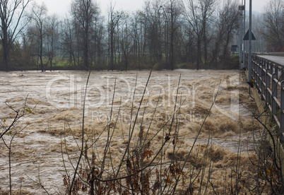 River Po flood in Turin