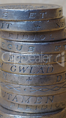 Pound coins pile - vertical