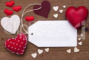 Label, Red Hearts, Copy Space