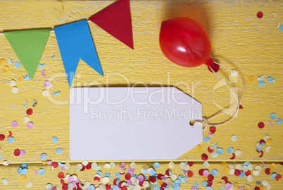 Party Label, Confetti, Balloon, Copy Space