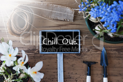 Sunny Spring Flowers, Sign, Text Chill Out