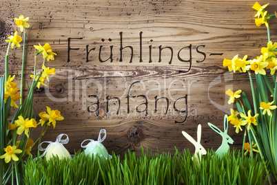 Easter Decoration, Gras, Fruehlingsanfang Means Beginning Of Spring