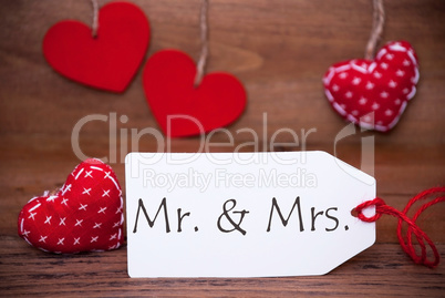Read Hearts, Label, Text Mr And Mrs