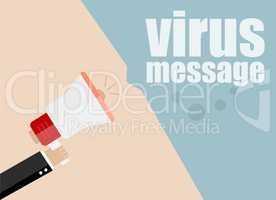 flat design business concept. virus message. Digital marketing business man holding megaphone for website and promotion banners.