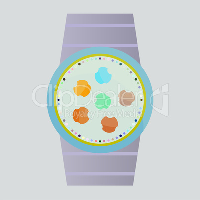 Smart watch with flat icons