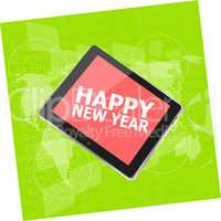 mobile phone tablet pc with Happy New Year design