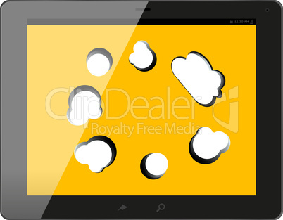 speech bubble on black tablet pc social, network concept