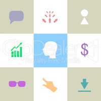 Line icons set with flat design elements of business people communication, professional support, partnership agreement, solving management problems