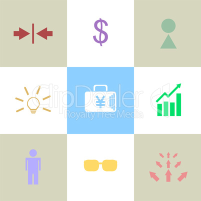 Line icons set with flat design elements of business people communication, professional support, partnership agreement, solving management problems. Modern pictogram