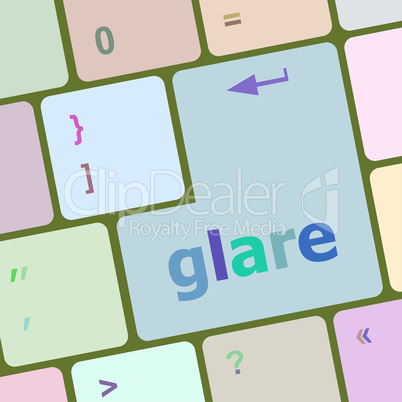 glare word on keyboard key, notebook computer button