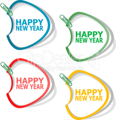 happy new year stickers. creative concept background for Web and Mobile Applications, template design, holiday infographic, page