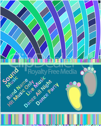 Vertical music party background with colorful graphic elements and text. party dance concept.